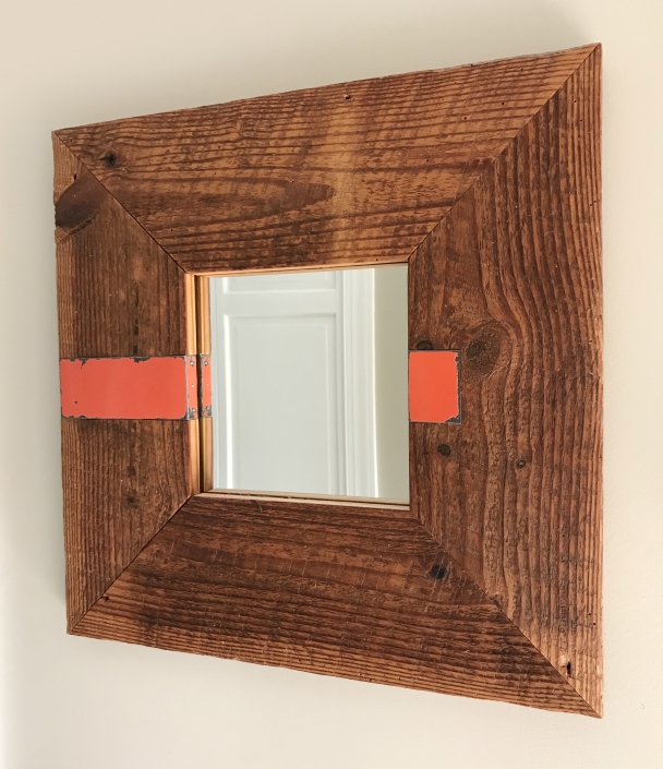 reclaimed wood and tin mirror