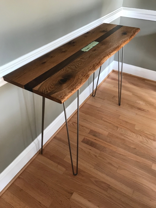 oak hairpin leg console table