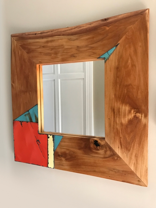 reclaimed cypress and tin mirror