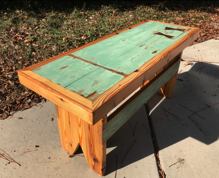 reclaimed pine bench