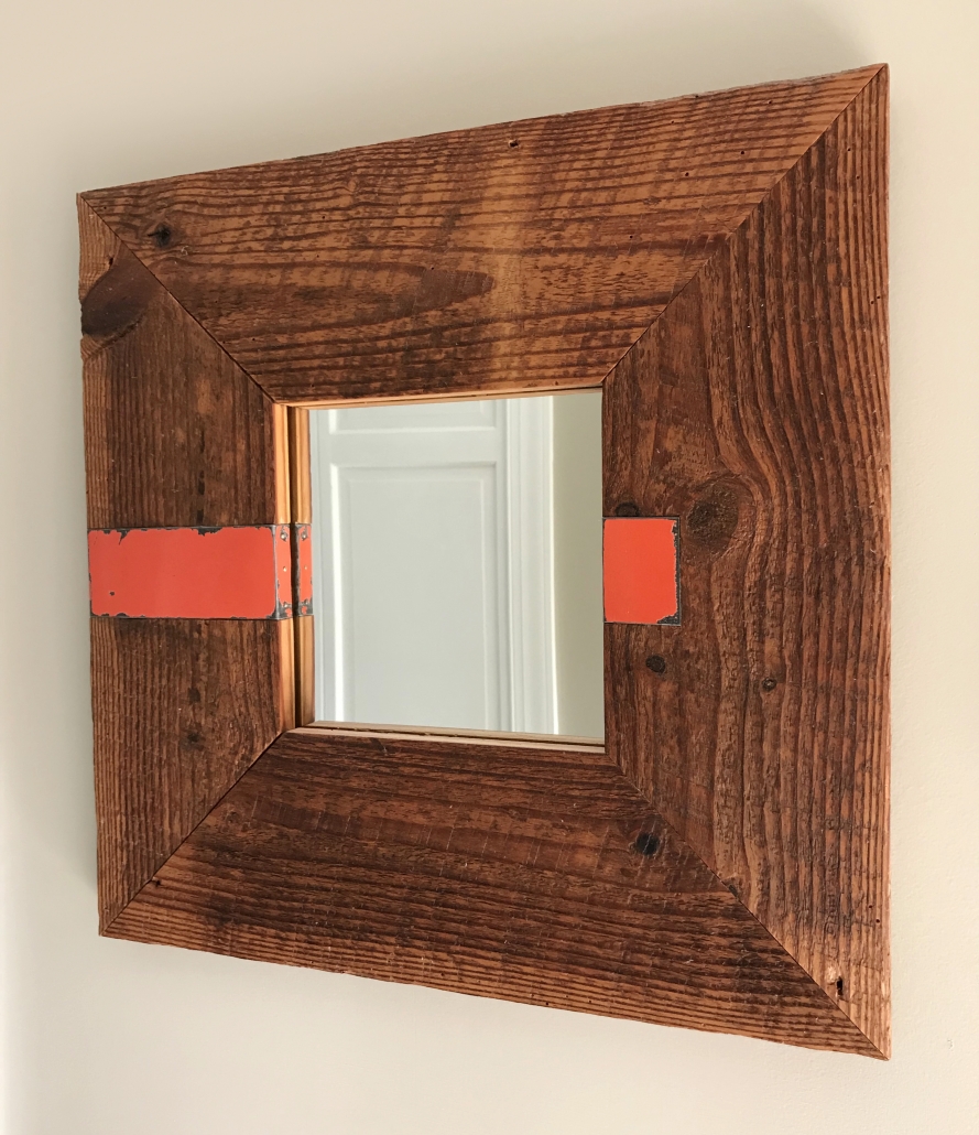 reclaimed wood and tin mirror