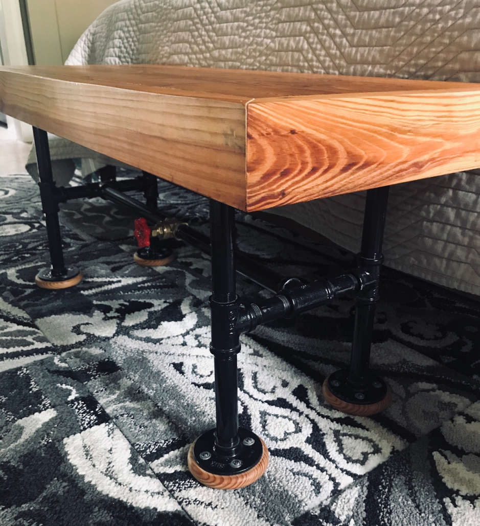 industrial pine & pipe bench