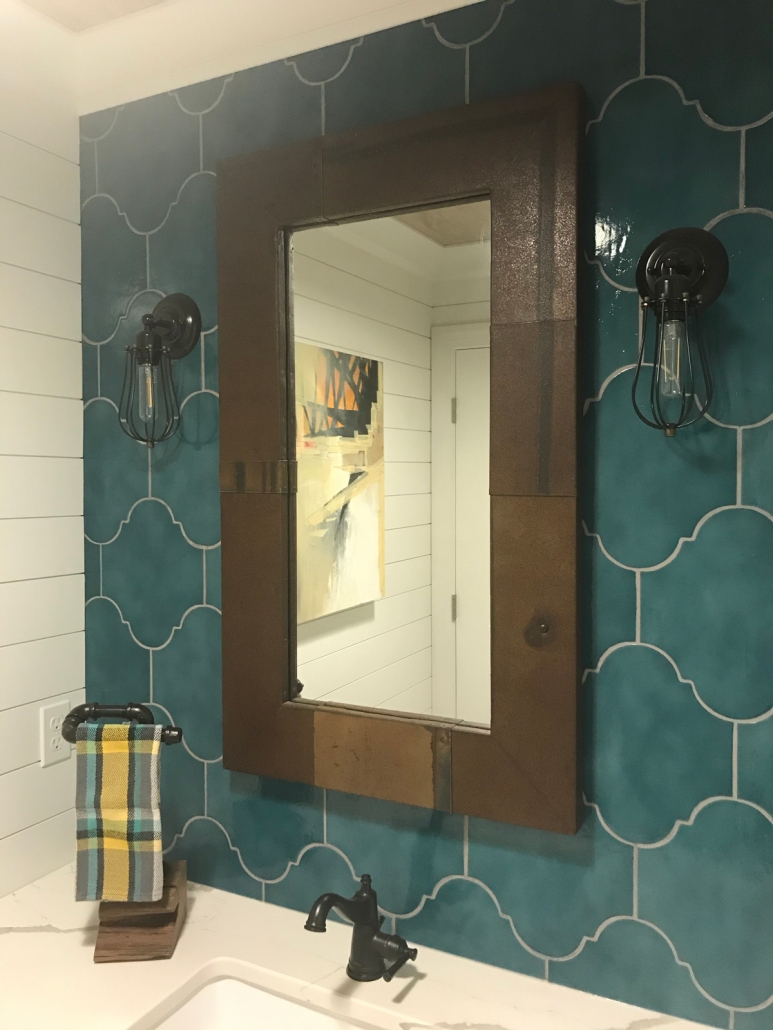 reclaimed tin vanity mirror