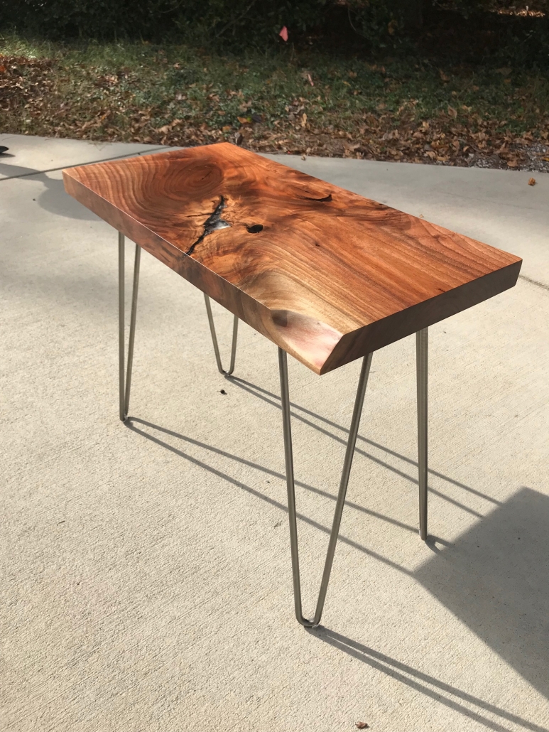 walnut hairpin leg side table