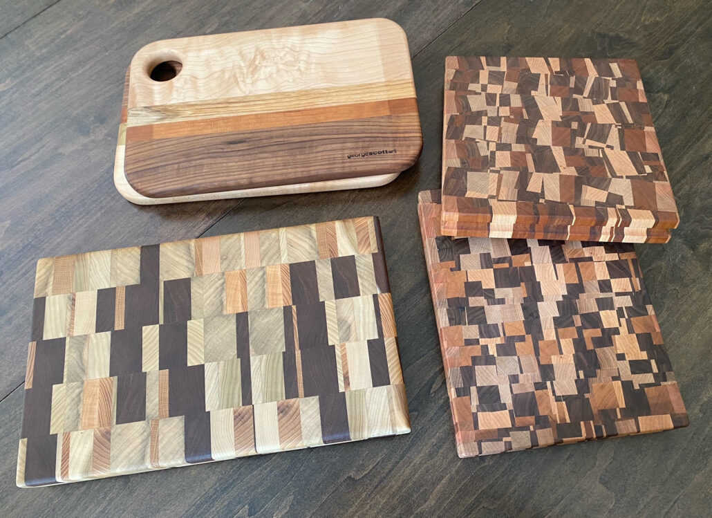 chaotic cutting boards, striped boards and patterned boards